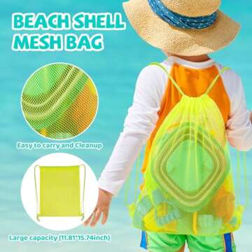 FUNWEGOT Kids Beach Sandbox Toys with Truck,Collapsible Sand Bucket, Big Stainless Steel Shovel Toy, Sand Castle Kit, Animal Molds, Shell Mesh Bag, Summer Travel Outdoor Toys for Boys Girls Age 3+