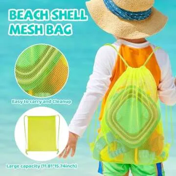 FUNWEGOT Kids Beach Sandbox Toys with Truck,Collapsible Sand Bucket, Big Stainless Steel Shovel Toy, Sand Castle Kit, Animal Molds, Shell Mesh Bag, Summer Travel Outdoor Toys for Boys Girls Age 3+