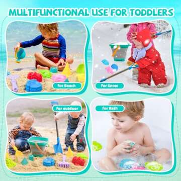 FUNWEGOT Kids Beach Sandbox Toys with Truck,Collapsible Sand Bucket, Big Stainless Steel Shovel Toy, Sand Castle Kit, Animal Molds, Shell Mesh Bag, Summer Travel Outdoor Toys for Boys Girls Age 3+