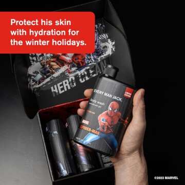 Every Man Jack Marvel Collectors Box Body Wash Gift Set - Includes Four Body Washes with Clean Ingre...