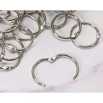 Shapenty 1 Inch Diameter Nickel Plated Metal Paper Book Loose Leaf Binder Ring Keychain Key Ring, 50PCS/Box