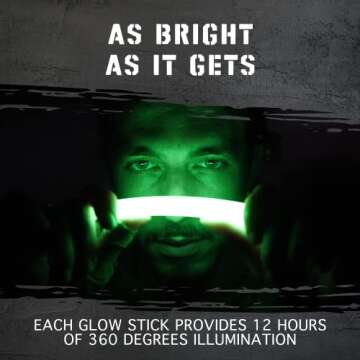 20 Ultra Bright Emergency Glow Sticks - Individually Wrapped Long Lasting Industrial Grade Glowsticks for Survival Gear, Camping Lights, Power Outages and Military Use (Green)