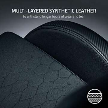 Razer Iskur Gaming Chair: Ergonomic Lumbar Support System - Multi-Layered Synthetic Leather Foam Cushions - Engineered to Carry - Memory Foam Head Cushion - Black