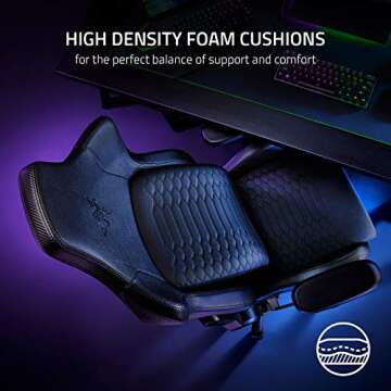 Razer Iskur Gaming Chair: Ergonomic Lumbar Support System - Multi-Layered Synthetic Leather Foam Cushions - Engineered to Carry - Memory Foam Head Cushion - Black