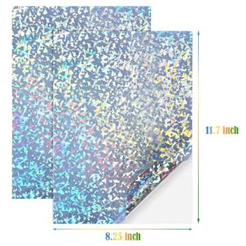 30 Sheets Holographic Sticker Paper A4 Size Printable Vinyl Sticker Paper Rainbow Vinyl Labels Paper Dries Quickly for Inkjet/Laser Printer (8.25" x 11.7")