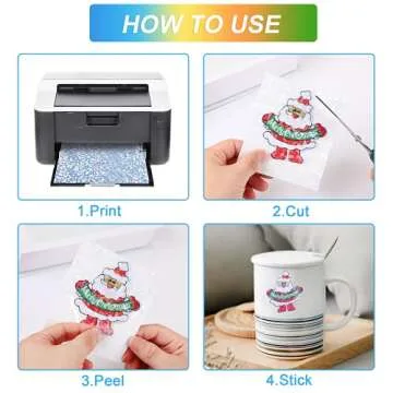 30 Sheets Holographic Sticker Paper A4 Size Printable Vinyl Sticker Paper Rainbow Vinyl Labels Paper Dries Quickly for Inkjet/Laser Printer (8.25" x 11.7")