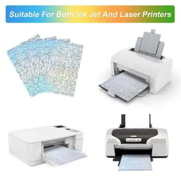 30 Sheets Holographic Sticker Paper A4 Size Printable Vinyl Sticker Paper Rainbow Vinyl Labels Paper Dries Quickly for Inkjet/Laser Printer (8.25" x 11.7")