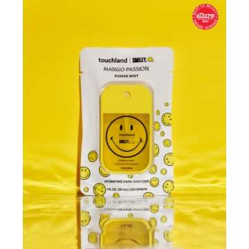 Touchland x Smiley® Hydrating Hand Sanitizer Spray, 3 x Limited Edition Mango Passion Scented Mists, 500-Sprays each, 1FL OZ (Set of 3)