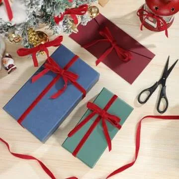 Red Velvet Ribbon 3/8 Inch 30 Yards Velvet Fabric Vintage Thin Valentines Ribbon for Choker Gift Wrapping Hair Bows Flower Bouquet Wedding Valentine's Day Mother's Day Decorations