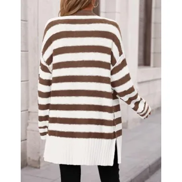 Stylish PRETTYGARDEN Women's Striped Cardigan Sweater