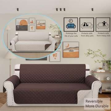 Luxshare Home Reversible Couch Cover for 3 Cushion Couch for Pet Friednly Sofa Cover for Dogs Water ...