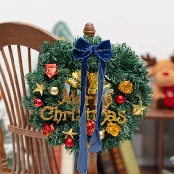 Keypan Blue Velvet Ribbon 1-1/2 Inch x 6 Yd Handmade Frayed Vintage Ribbons for Christmas Tree Home Decor Wreath Craft Ornaments Gift Wrapping