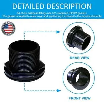 Heavy Duty 2 Inch Bulkhead Fittings - 8/Pack - Made in USA