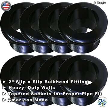 Heavy Duty 2 Inch Bulkhead Fittings - 8/Pack - Made in USA