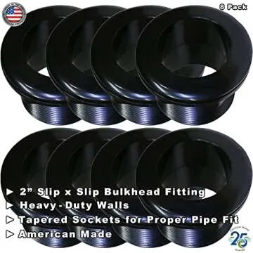 Heavy Duty 2 Inch Bulkhead Fittings - 8/Pack - Made in USA