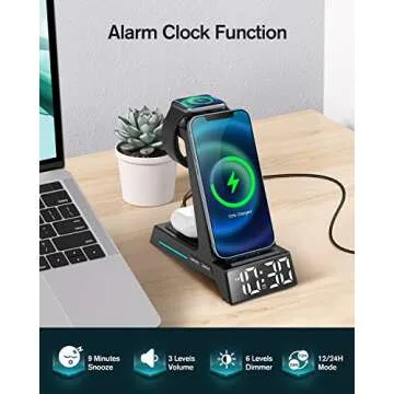 4 in 1 Wireless Charger with Alarm Clock