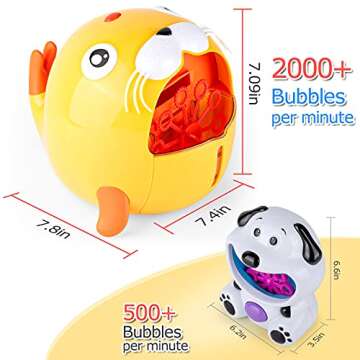 KINDIARY Bubble Machine, Automatic Bubble Blower, Portable Bubble Maker for Kids Toddlers with 5000+ Bubbles/min, 2 Speeds, 12.8oz Capacity, Powered by Plug-in or Batteries for Indoor Outdoor Parties