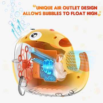 KINDIARY Bubble Machine, Automatic Bubble Blower, Portable Bubble Maker for Kids Toddlers with 5000+ Bubbles/min, 2 Speeds, 12.8oz Capacity, Powered by Plug-in or Batteries for Indoor Outdoor Parties