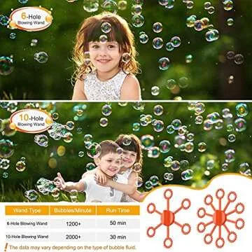 KINDIARY Bubble Machine, Automatic Bubble Blower, Portable Bubble Maker for Kids Toddlers with 5000+ Bubbles/min, 2 Speeds, 12.8oz Capacity, Powered by Plug-in or Batteries for Indoor Outdoor Parties