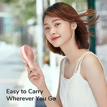 JISULIFE Handheld Fan with 4000mAh Battery for Summer Comfort