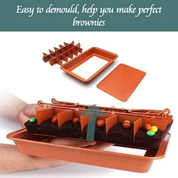 Brownie Pan with Dividers Baking Tray All Edges-Only - Bite Size Baking Steel Corner Brownies Pan with Cutter, Makes 18 Pre-cut Brownies Perfect All at Once