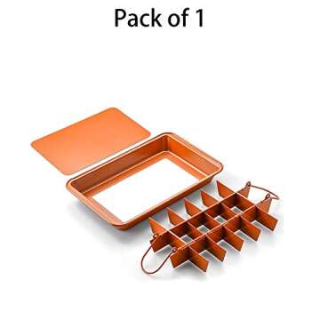 Brownie Pan with Dividers Baking Tray All Edges-Only - Bite Size Baking Steel Corner Brownies Pan with Cutter, Makes 18 Pre-cut Brownies Perfect All at Once