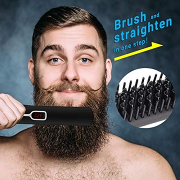 Cayzor Beard Straightener Comb - Portable Heated Brush for Men
