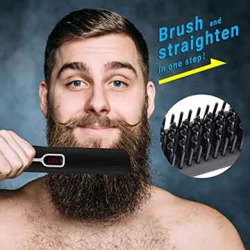 Cayzor Beard Straightener Comb - Portable Heated Brush for Men