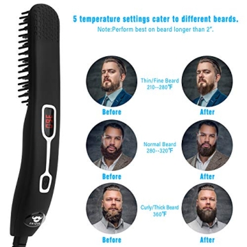 Cayzor Beard Straightener Comb - Portable Heated Brush for Men