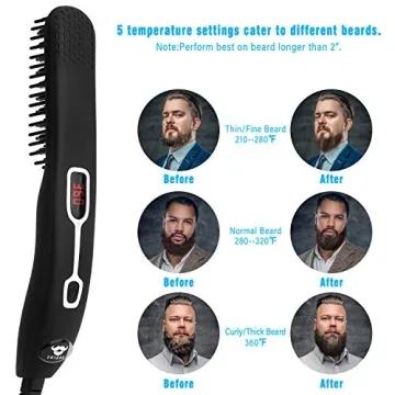 Cayzor Beard Straightener Comb - Portable Heated Brush for Men