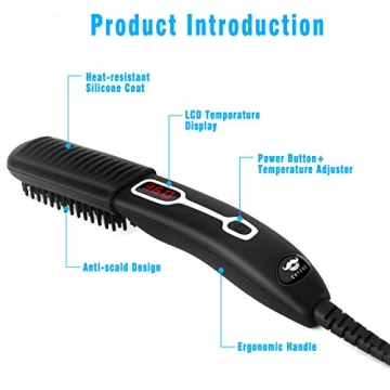 Cayzor Beard Straightener Comb - Portable Heated Brush for Men
