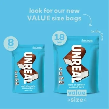 UNREAL Dark Chocolate Coconut Bars - Vegan, Low Sugar Treat