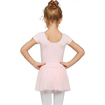 MdnMd Dance Ballet Leotard for Toddler Girls Classic Short Sleeve Tutu Skirt Tights (Ballet Pink, Ag...