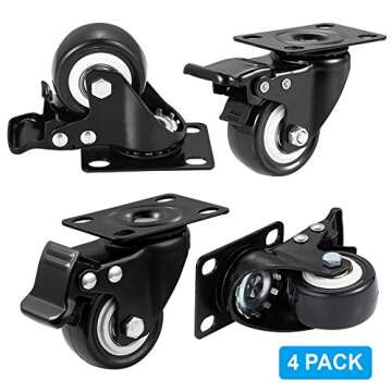 BOSGEOT 2" Caster Wheels, Heavy Duty Casters with Brake Set of 4, Locking Casters with 360 Degree No...