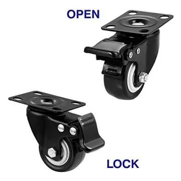 BOSGEOT 2" Caster Wheels, Heavy Duty Casters with Brake Set of 4, Locking Casters with 360 Degree No Noise Polyurethane (PU) Wheels, Swivel Plate Castors Pack of 4
