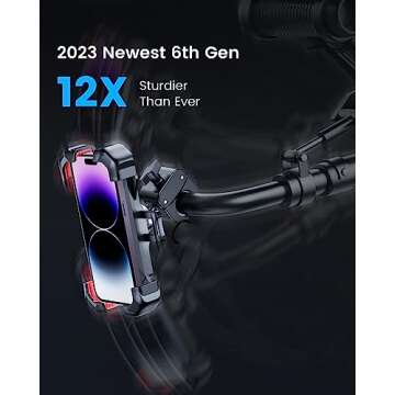 JOYROOM Motorcycle Phone Mount, [1s Auto Lock][100mph Military Anti-Shake] Bike Phone Holder for Bicycle, [10s Quick Install] Handlebar Phone Mount, Compatible with iPhone, Samsung, All Cell Phone