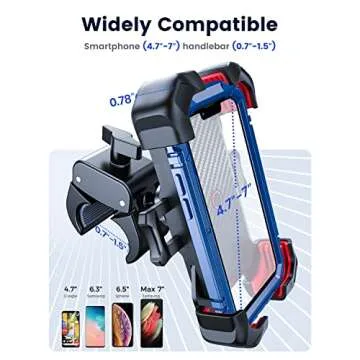 JOYROOM Motorcycle Phone Mount, [1s Auto Lock][100mph Military Anti-Shake] Bike Phone Holder for Bicycle, [10s Quick Install] Handlebar Phone Mount, Compatible with iPhone, Samsung, All Cell Phone