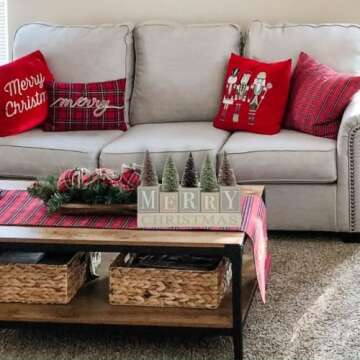 Christmas Decorations for Home Farmhouse Christmas Tree Decor Merry Christmas Sign Wooden Winter Rus...