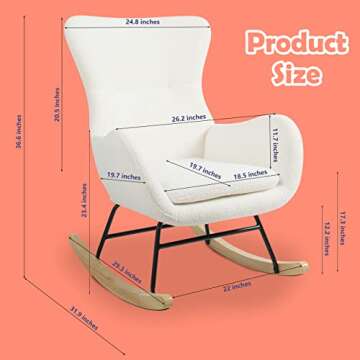 PrimeZone Comfy Rocking Chair for Nursery - Glider Chair with High Backrest, Armrests & Upholstered ...