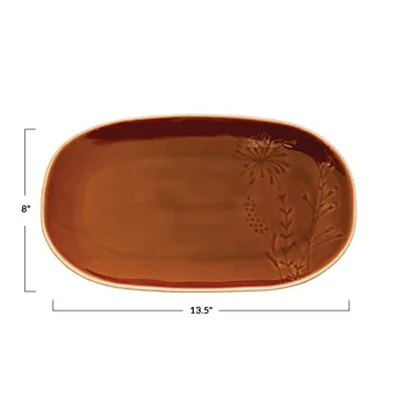 Creative Co-Op Debossed Stoneware Platter - Unique Dining