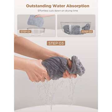 Hicober Microfiber Towel, 3 Packs Hair Turbans for Wet Hair, Drying Hair Wrap for Curly Hair Women Anti Frizz(Purple,Blue,Grey)