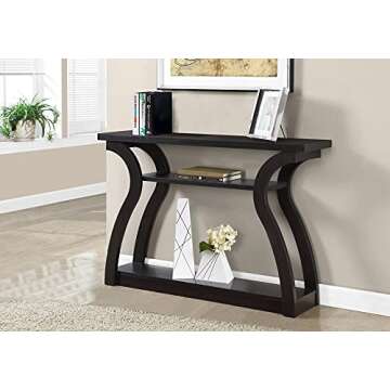 Monarch Specialties 47" Console Table - Sleek and Modern Accent Table for Your Home (Cappuccino/Dark...