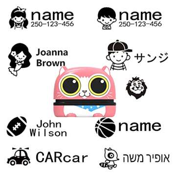 Name Stamp for Clothing Kids,Custom Name for Baby Student Clothes Chapter Cartoon Children's Seal Cute for Kids,Waterproof Wash Not Faded Stamp 4 Animal Styles (Girl Pink)