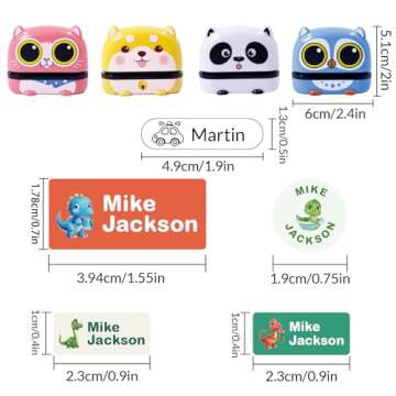 Name Stamp for Clothing Kids,Custom Name for Baby Student Clothes Chapter Cartoon Children's Seal Cute for Kids,Waterproof Wash Not Faded Stamp 4 Animal Styles (Girl Pink)