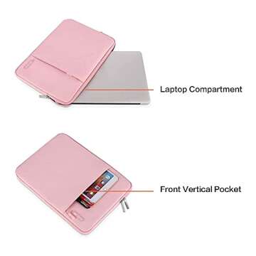 MOSISO Laptop Case 13 inch, 13 inch Laptop Sleeve Compatible with MacBook Air M3 M2 M1 2025-2018 / Pro M2 M1 2025-2016, Polyester Vertical Computer Sleeve Bag with Pocket, Pink
