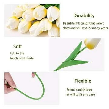 IVITA 20 Pcs Real Touch Faux Tulip Flowers for Home Decor