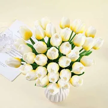 IVITA 20 Pcs Real Touch Faux Tulip Flowers for Home Decor