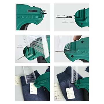 GILLRAJ® Price Tagging Gun 【Not a Stitch Gun】 Jumbo Pack 5000pcs 2" Long Barbs & 6 Needles, Clothing Hang Tag Attacher Gun for Retail Consignment Garage Yard Sale