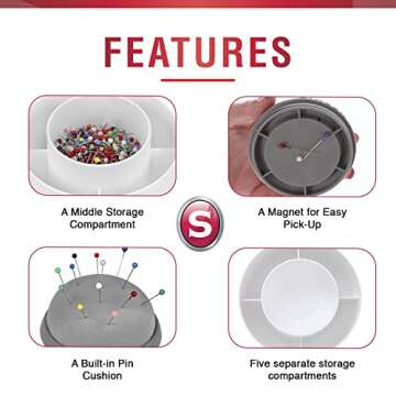 SINGER Pin & Tool Sewing and Craft Organizer Caddy with Built-in Pin Cushion