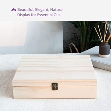 Essential Oil Wooden Box - Oils Storage Case Holds 68 Bottles & Roller Balls. Natural Pine Wood. Large Organizer Best for Keeping Your Oils Safe. Includes Padding and EO Labels